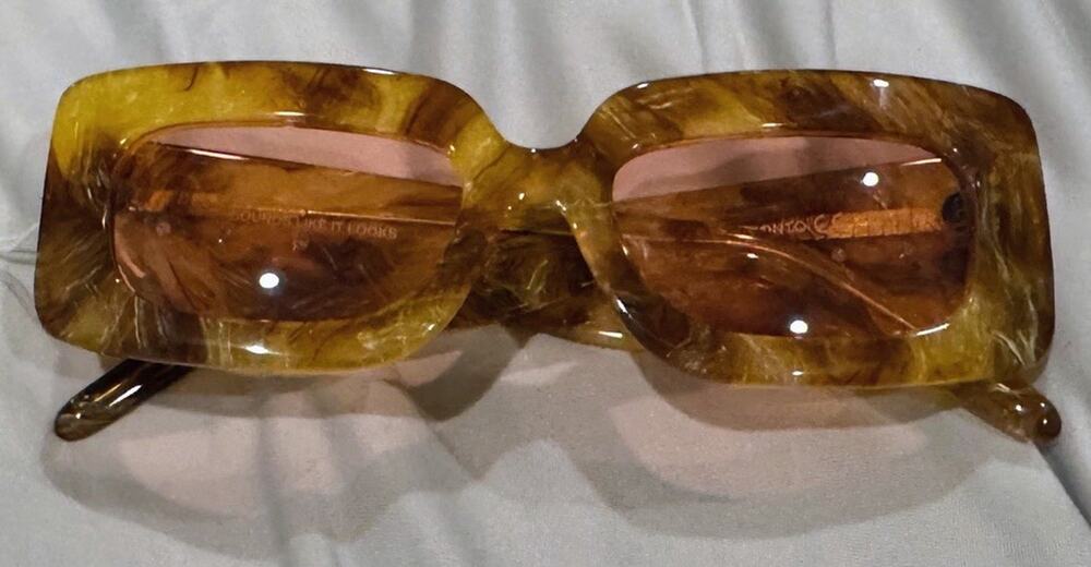 Adidem Asterisks Manhattans Sunglasses Camel Tortoise Pink Lens NWT Box